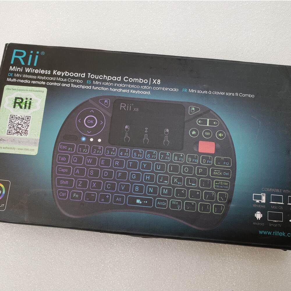 Rii X8 Mini Wireless Keyboard Touchpad Combo with RGB Backlight (Black)